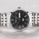 KLASSISCHE HAAS & CIE LINUS BLACK HERRENUHR SCHWARZ EDELSTAHL NEU