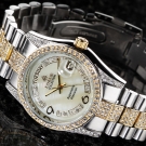 LOBOR HERRENUHR BICOLOR SWAROVSKI STEINE EDELSTAHL NEU