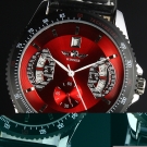 D Herrenuhr Automatik Uhr Leder Armband NEU