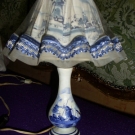 Nachttischlampe von Delft, Niederlande 50er JAhre, Originalschirm