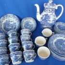 EIT * Schaferwagen * England * blaues Kaffeeservice 12 Pers. komplett