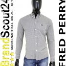 FRED PERRY HEMD Gr. XXL Langarm schwarz Weiss Kariert zu Jeans Pullover Polo