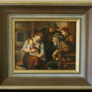 Olgemalde auf Holz gemalt -Familie- signiert mit Wertheim