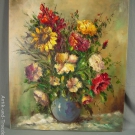 altes Oelgemälde Leinwand Sommerstrauß signiert