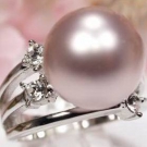 LUXUS 14mm Lavendel Muschelkern Perlen Ring Weissgold pl. (R7)