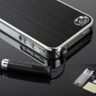 Black Luxury Aluminum Chrome Cover Case For iPhone 4 4G 4S + Protector + Stylus