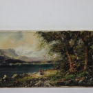 Mutter mit Kind am See Öl Lwd signiert 60/70er Jahre