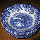 6 Salatschüsseln *The English Scene blau*