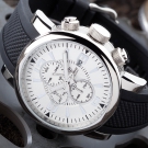 DETOMASO FOLIGNO HERRENUHR CHRONOGRAPH EDELSTAHL SILBER SILIKON NEU