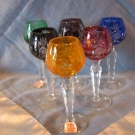 6 farbige Likörgläser aus Bleikristall  Handarbeit