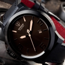 DETOMASO COSIMO BROWN HERRENUHR EDELSTAHL SCHWARZ BRAUNES MINERALGLAS NEU