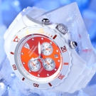 DETOMASO COLORATO HERRENUHR DAMENUHR CHRONOGRAPH ORANGE WEISS SILIKON NEU