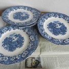 6 Kuchenteller 28cm Porzellan Teller WOODLAND Wedgwood blau  England IKEA SIEGEN