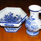 2er SET: blau-weiße Obstschale + Vase von AAG Delfts Handwerk Holland - TOP!! 
