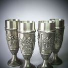 Konvolut- WMF-Zinn-4 Becher-Rembrandt-Steen-Sorgh-WMF Engelmarke-hohe Becher 