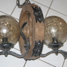 rustikale Hängelampe Holz Schmiedeeisen Glas Landhaus shabby 