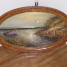 OVALER ÖLGEMÄLDE IN SCHÖNES RAHMEN SEESICHT