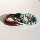 Fossil Damen Armreif 3er Set Perlen Holz Edelstahl JF86107 NEU