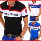 BAXMEN Poloshirt "POLO STRIPE" Kurzarm Hemd Clubwear T-Shirt Weiß/Blau/Grau NEU