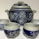 Steingut Topf mit 12 Tassen