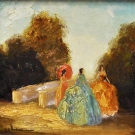 Paul Otto Heim drei elegante Damen im Park