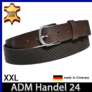 Herren Damen Stretch Gürtel Stretchgürtel echt Leder braun Überlänge XXL kürzbar
