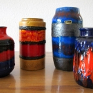 4 STÜCK Art Pottery Ceramics Keramikvase Fat Lava 70's Mid Century Modern Design