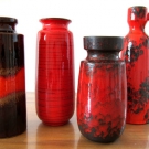 4 STÜCK Art Pottery Ceramics Keramikvase Fat Lava 70's Mid Century Modern Design