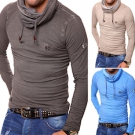 TAZZIO Longsleeve High Neck T-Shirt Kapuzen-Pullover Hoodie Grau/Blau/Beige NEU