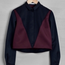 COLOUR BLOCK CROPPED SHIRT