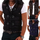 HERREN WESTE STEPPWESTE ÜBERGANGS JACKE Schwarz/Navy Daunenweste-Optik NEU