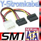 S-ATA Y-Stromkabel 2x 4pin Stecker an 15pin Buchse | Molex / SATA Strom Adapter
