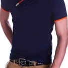 BEHYPE T-Shirt High Neck Poloshirt Clubwear Grau/Navy/Weiß Kurzarm Hemd NEU