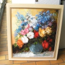 Öl-Gemälde - Stilleben Blumenstrauß / sehr lebendiges Bild, signiert 680 x 585mm
