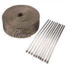 10m Keramik Hitzeschutzband Krümmer Hosenrohr Turbo inkl 10x Binder gelbbraun