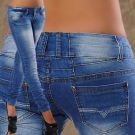 Damen Jeans Hose Hüftjeans Röhrenjeans Low Rise Hüfthose Röhre Knitteroptik N49