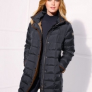 Daunenstepp-Kurzmantel mit Umlegekragen