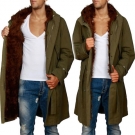 C. Pp. Herren Oversize Parka Winter Mantel Jacke mit Kunst Pelz gefüttert Kapuze