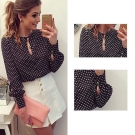 Sommer Women lose Sexy Fashion nehmen Vogue Chiffon Polka Loch Blusen T-Shirt