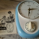 orig. 50er Mauthe-Küchenuhr Wanduhr mit Eieruhr mechanisch m.Handaufzugwerk*TOP*