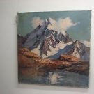 Monfalcon di Forni, Dolomiten, großes Ölgemälde, unleserlich signiert