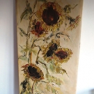 abstraktes Ölbild "Sonnenblumen" expressionistisch; signiert; vermutl. 60er J