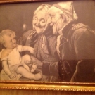 VINTAGE ANTIQUE FRAMED NEYRET FRERES WOVEN SILK STEVENGRAPH GRANDPARENTS
