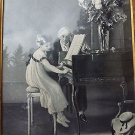 WOVEN SILK  TABLEAU SOIE TISSEE NF St ETIENNE  la leçon de piano