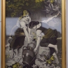 Tableau Soie Tissée Colorée Soierie Lyon Neyret Vintage Silk Tapestry