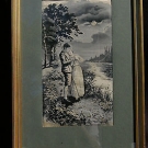 Rare Tableau Tissé Soie / Antique Stevengraph Silk Picture / Scène Romantique 