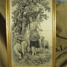 JEANNE D'ARC d'après F. LEMATTE* Ancien Tissé SOIE NEYRET* ENCADREMENT BOIS doré