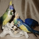 Ens Porzellanfigur Papagei-Paar / Ara Figure Parrot Mühlenmarke - ca. 28 cm