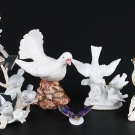 6 Porzellan Figuren ua ENS & THÜRINGEN Skulptur Vögel & Schmetterling porcelain