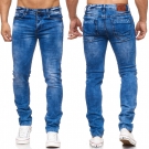 Herren Jeans Hose Used Blue 5 Pocket Bleach Stone Washed Slim Classic Denim Neu